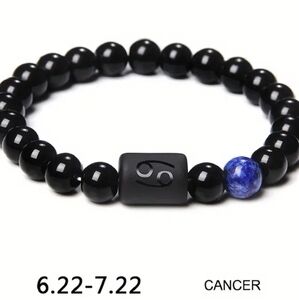 Cancer‎ ♋️ Zodiac Black Stone Bracelet